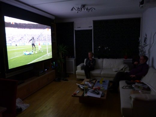 Installing home theater projection (watching football)